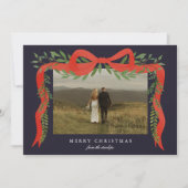 Elegante rode boog met groen Foto Kerstmis Feestdagenkaart (Voorkant)