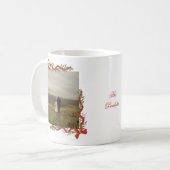 Elegante rode boog met groen Foto Kerstmis Koffiemok (Voorkant links)