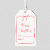 Elegante rode boog  minimalistische kerst cadeaulabel