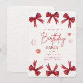 Elegante rode boog verjaardagsfeestje uitnodiging (Voorkant / Achterkant)