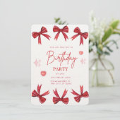 Elegante rode boog verjaardagsfeestje uitnodiging (Staand voorkant)