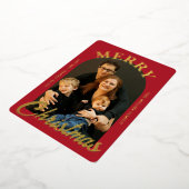 Elegante rode boogfoto folie feestdagenkaart (Gedraaid)