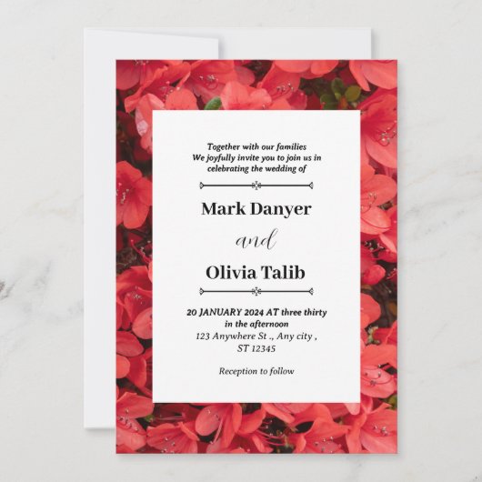 Elegante rode bord bruiloft uitnodiging Sjabloon (Voorkant)