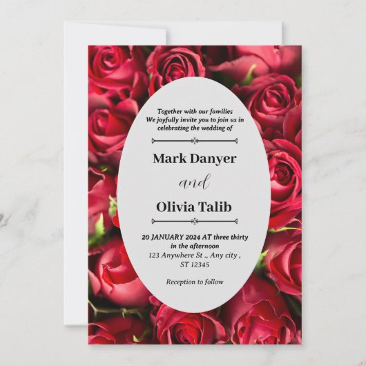 Elegante rode bord bruiloft uitnodiging Sjabloon (Voorkant)