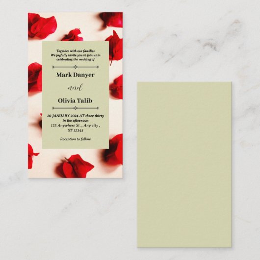 Elegante rode bord bruiloft uitnodiging Sjabloon (Voorkant / Achterkant)