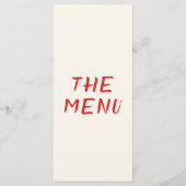 Elegante Rode Borstelschrift Trouwkaart Menu (Achterkant)