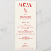 Elegante Rode Borstelschrift Trouwkaart Menu (Voorkant)