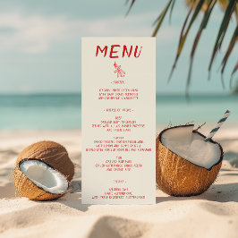 Elegante Rode Borstelschrift Trouwkaart Menu