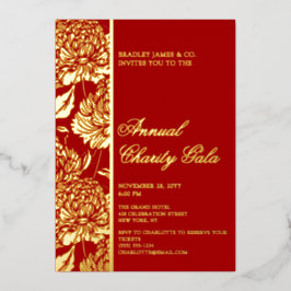 Elegante Rode Botanische Charity Event Gala Party Folie Uitnodiging