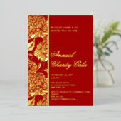 Elegante Rode Botanische Charity Event Gala Party Folie Uitnodiging (Staand Voorkant)