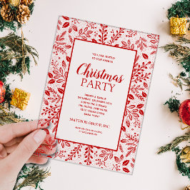 Elegante rode botanische Kerstfeest Acryl Uitnodigingen