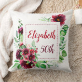 Elegante rode Bourgogne bloem 50ste verjaardag Kussen (Deken)