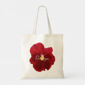 Elegante Rode Bourgogne Viooltje Foto Script Naam Tote Bag (Achterkant)