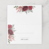 Elegante rode Bourgondische Blush Rozen bruiloft Plaatskaartje (Buitenkant ongevouwen)