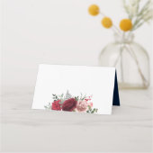 Elegante rode Bourgondische Blush Rozen bruiloft Plaatskaartje (Achterkant)