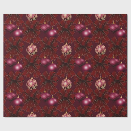 Elegante rode Bourgondische Bows Ornamenten Vakant Cadeaupapier (Vlak)