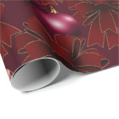 Elegante rode Bourgondische Bows Ornamenten Vakant Cadeaupapier (Rol Hoek)