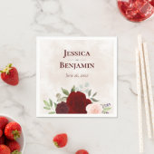 Elegante rode & Bourgondische Waterverf Rozen brui Servet (Insitu)