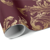 Elegante rode brokaat vakantie kerst cadeaupapier (Rol Hoek)