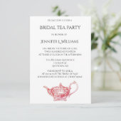 Elegante rode bruids thee party uitnodigingen (Staand voorkant)