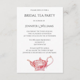 Elegante rode bruids thee party uitnodigingen