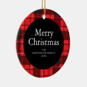 Elegante Rode Buffalo Plaid Kerstmis Familie 1 Fot Keramisch Ornament (Rechts)