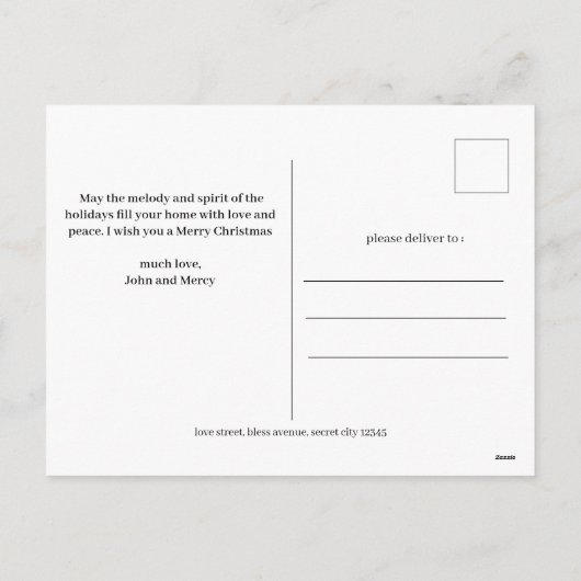 Elegante rode buffel geruite kerst paar foto feestdagenkaart (Achterkant)