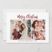 Elegante Rode Buffel Plaid 3 Multi Foto Kerstmis Feestdagenkaart (Voorkant)