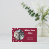 Elegante rode cattery Visitekaartje op maat foto (Staand voorkant)