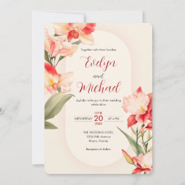 Elegante rode Cattleya Orchids Bloemen Huwelijk Kaart