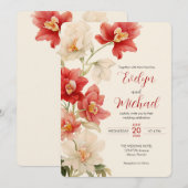 Elegante rode Cattleya Orchids Bloemen Huwelijk Kaart (Voorkant / Achterkant)