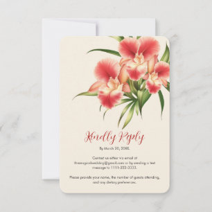 Elegante rode Cattleya Orchids Bloemen Huwelijk RSVP Kaartje