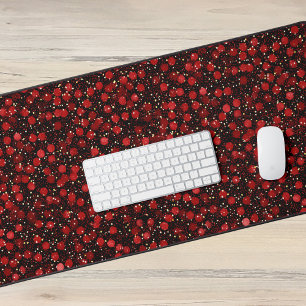 Elegante rode confetti op zwarte glitterstijl bureaumat