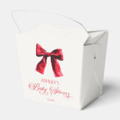 Elegante rode Coquette Bow Baby shower Bedankdoosjes (Achterkant)