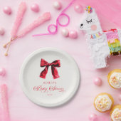 Elegante rode Coquette Bow Baby shower Papieren Bordje (Feest)