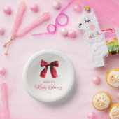 Elegante rode Coquette Bow Baby shower Papieren Kommen (Feest)
