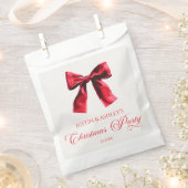 Elegante rode Coquette Bow Christmas Party Bedankzakje (Geknipt)