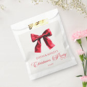 Elegante rode Coquette Bow Christmas Party Bedankzakje (Gezegeld)