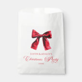 Elegante rode Coquette Bow Christmas Party Bedankzakje (Voorkant)