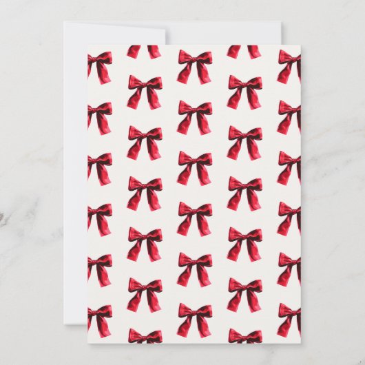 Elegante rode Coquette Bow Christmas Party Kaart (Achterkant)