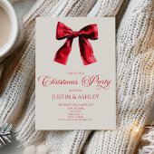 Elegante rode Coquette Bow Christmas Party Kaart