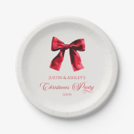 Elegante rode Coquette Bow Christmas Party Papieren Bordje