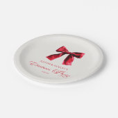 Elegante rode Coquette Bow Christmas Party Papieren Bordje (Gekanteld)