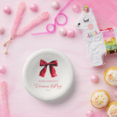 Elegante rode Coquette Bow Christmas Party Papieren Kommen (Feest)