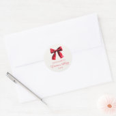 Elegante rode Coquette Bow Christmas Party Ronde Sticker (Envelop)