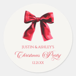 Elegante rode Coquette Bow Christmas Party Ronde Sticker