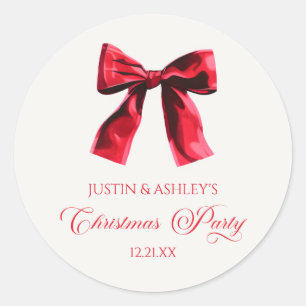 Elegante rode Coquette Bow Christmas Party Ronde Sticker