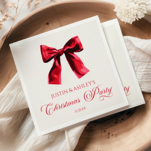 Elegante rode Coquette Bow Christmas Party Servet