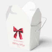 Elegante rode Coquette Bow Holiday Party Bedankdoosjes (Geopend)