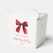 Elegante rode Coquette Bow Holiday Party Bedankdoosjes (Achterkant)